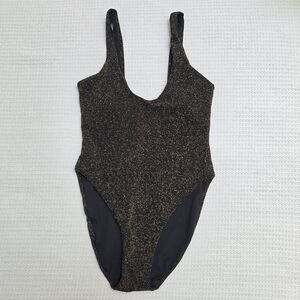 Mayio Sparkly Black Gold One Piece Swimsuit Size S